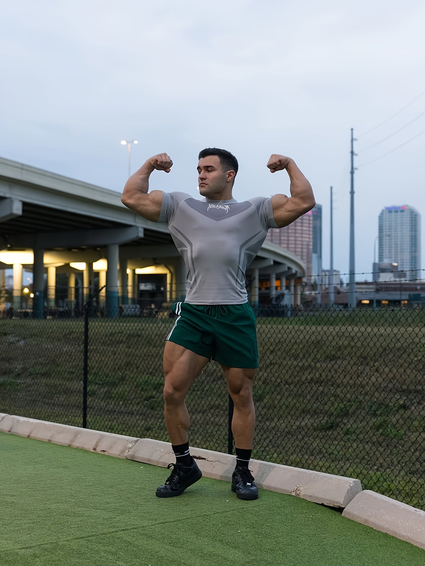 Men's High-Stretch Quick-Dry Athletic Shirt - Gym Workout Top with Muscle Definition