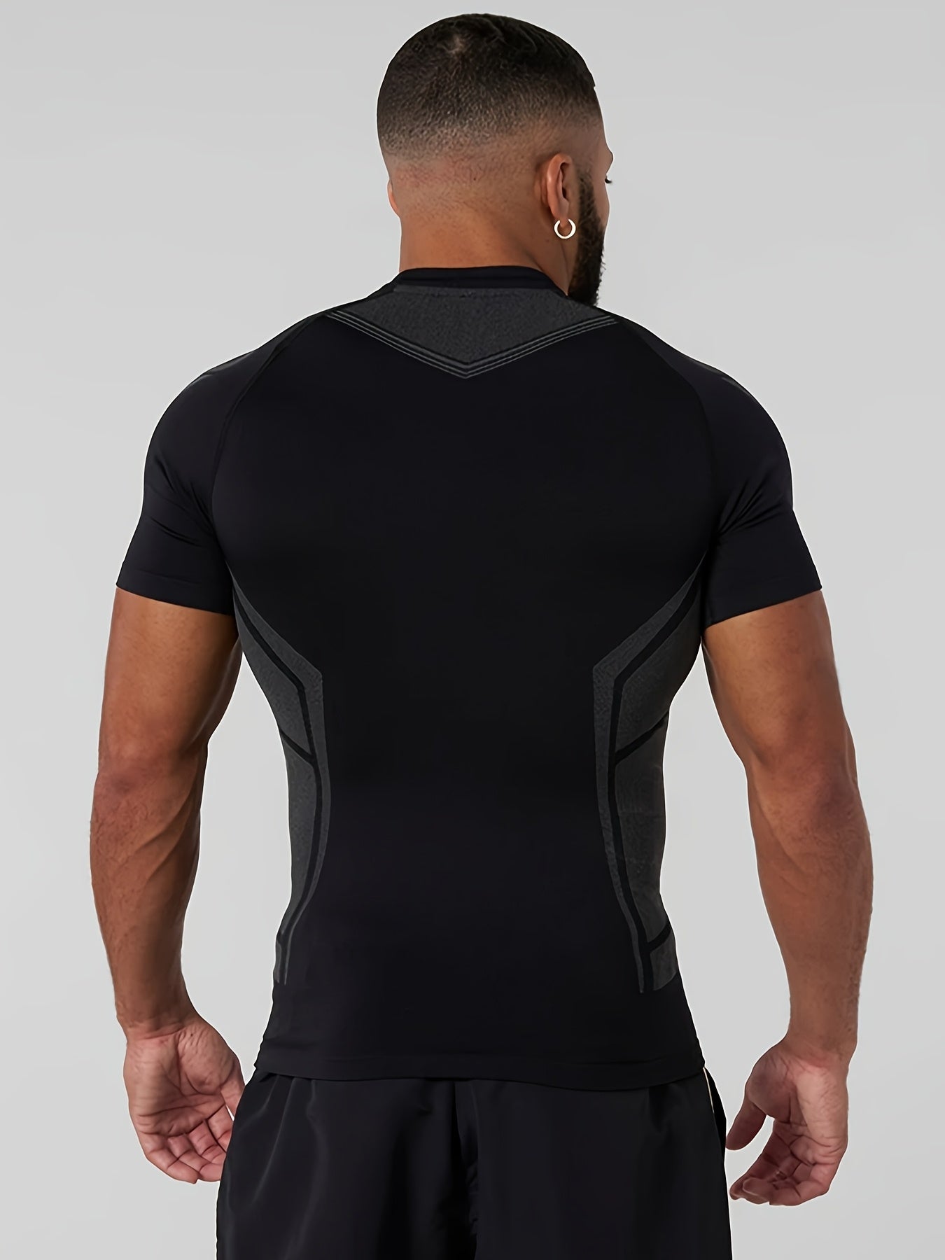 Men's High-Stretch Quick-Dry Athletic Shirt - Gym Workout Top with Muscle Definition