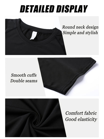 3pcs Wing Print Compression T-Shirts for Men - High Elasticity