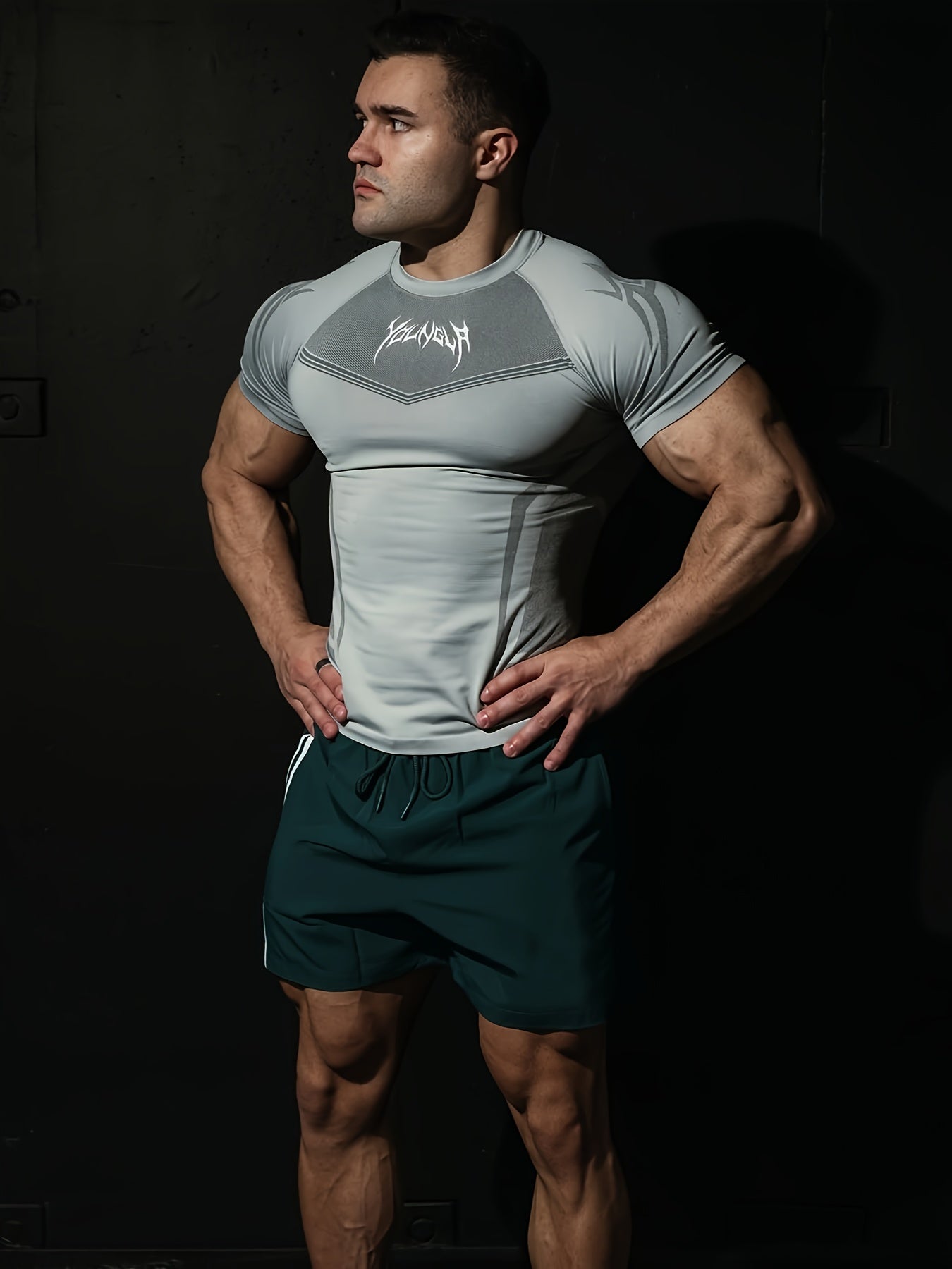 Men's High-Stretch Quick-Dry Athletic Shirt - Gym Workout Top with Muscle Definition