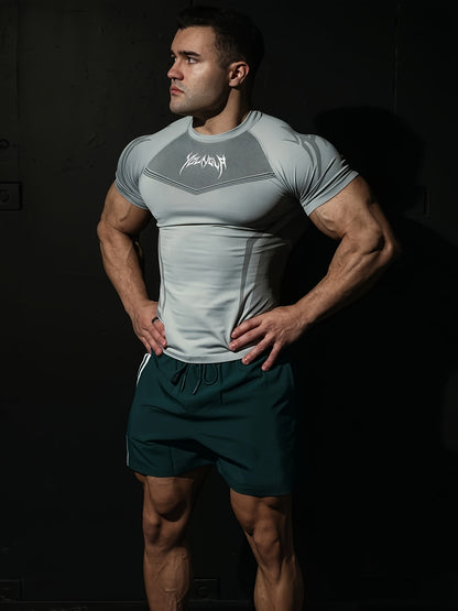 Men's High-Stretch Quick-Dry Athletic Shirt - Gym Workout Top with Muscle Definition