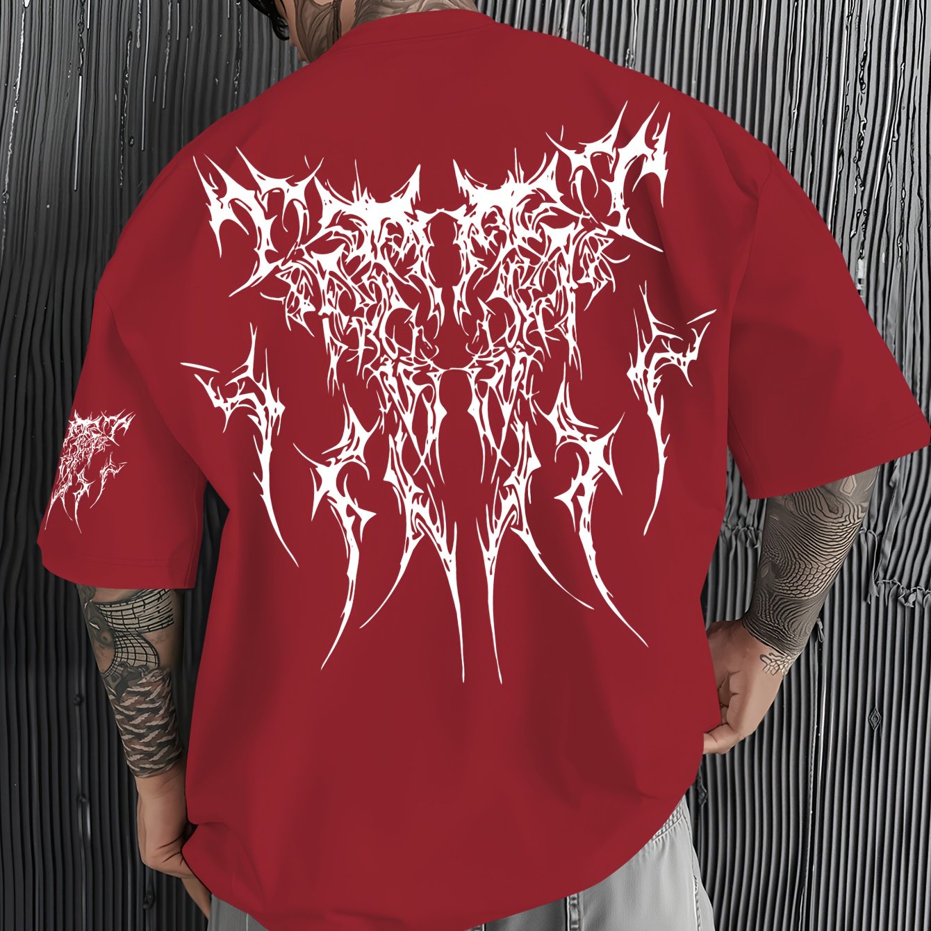 Men'S Dark Hard Core Graphic T-Shirt - Loose Fit, Asymmetrical Hem