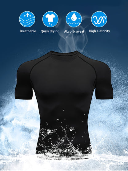 3pcs Wing Print Compression T-Shirts for Men - High Elasticity