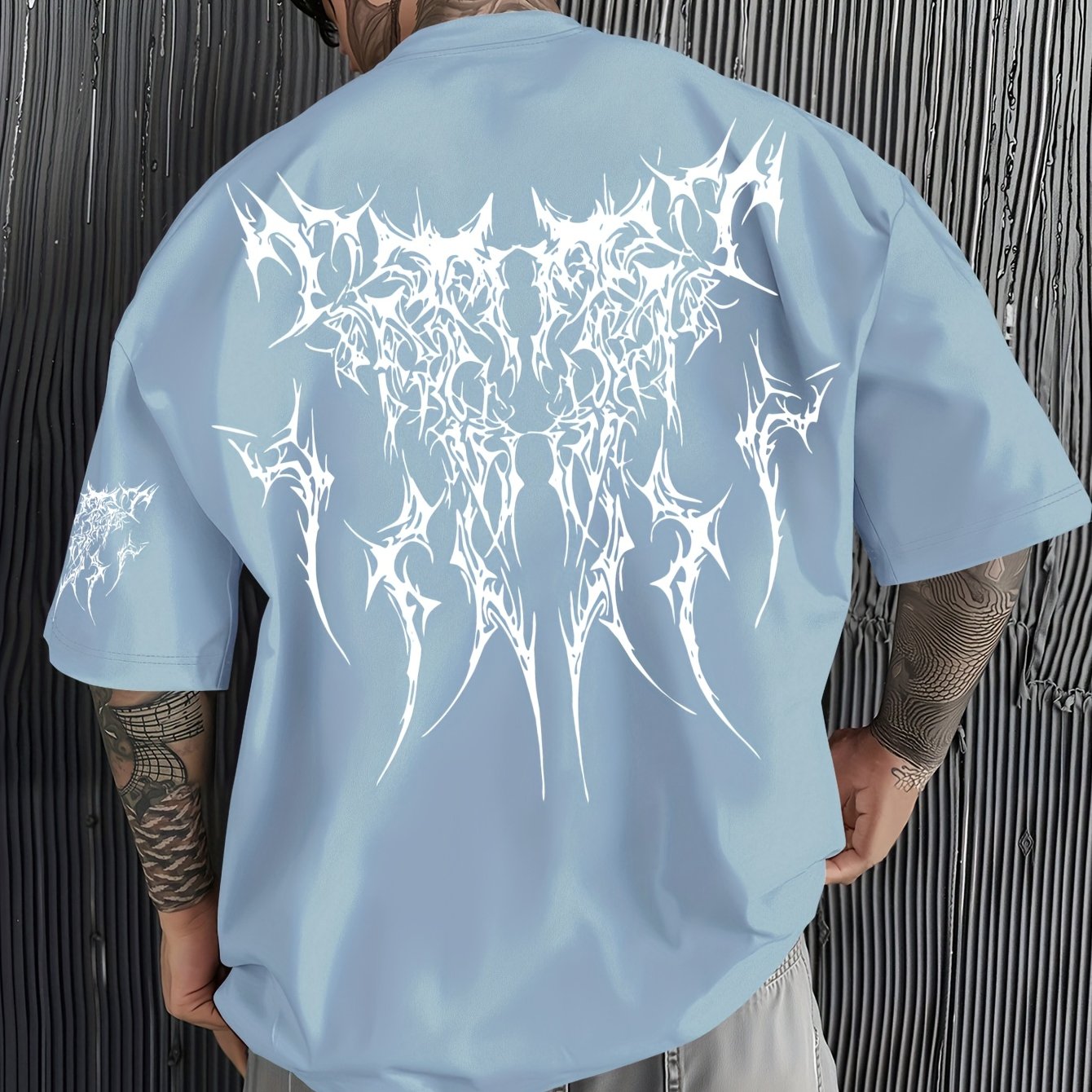 Men'S Dark Hard Core Graphic T-Shirt - Loose Fit, Asymmetrical Hem