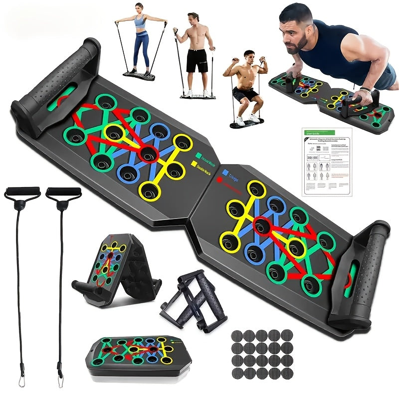 [Adjustable Push Up Board] Adjustable Push Up Board with Resistance Bands-Like System & Non-Slip Surface