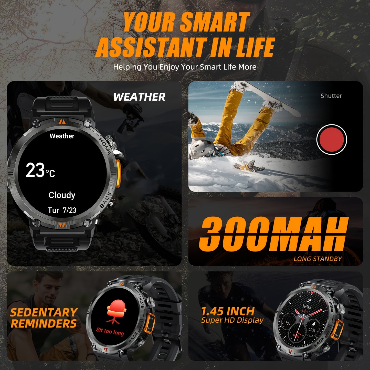 JELLOO Men'S Outdoor Sports Smartwatch
