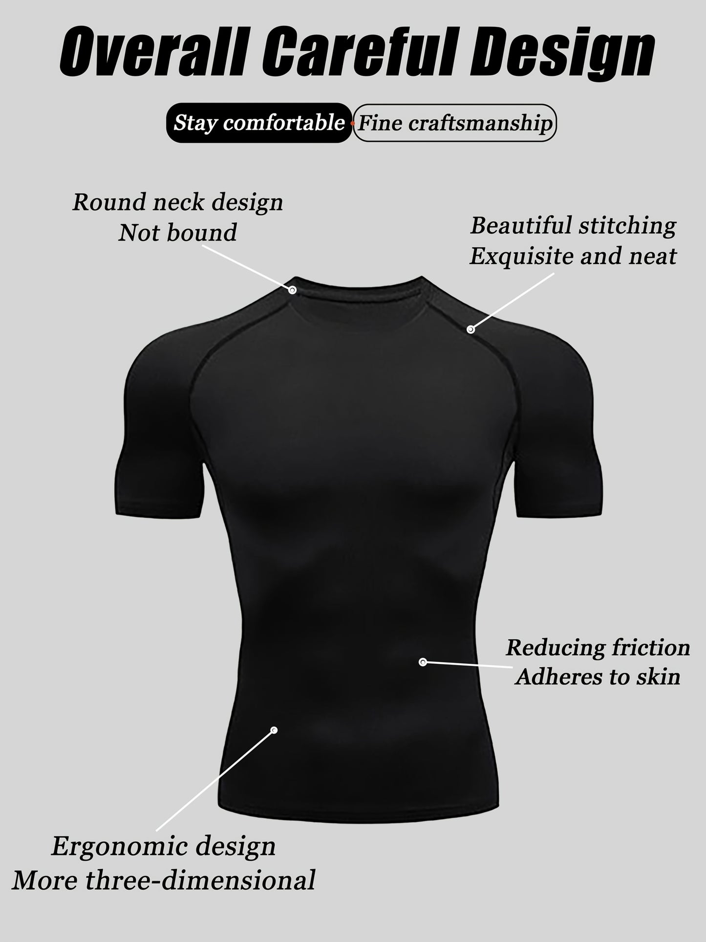 3pcs Wing Print Compression T-Shirts for Men - High Elasticity
