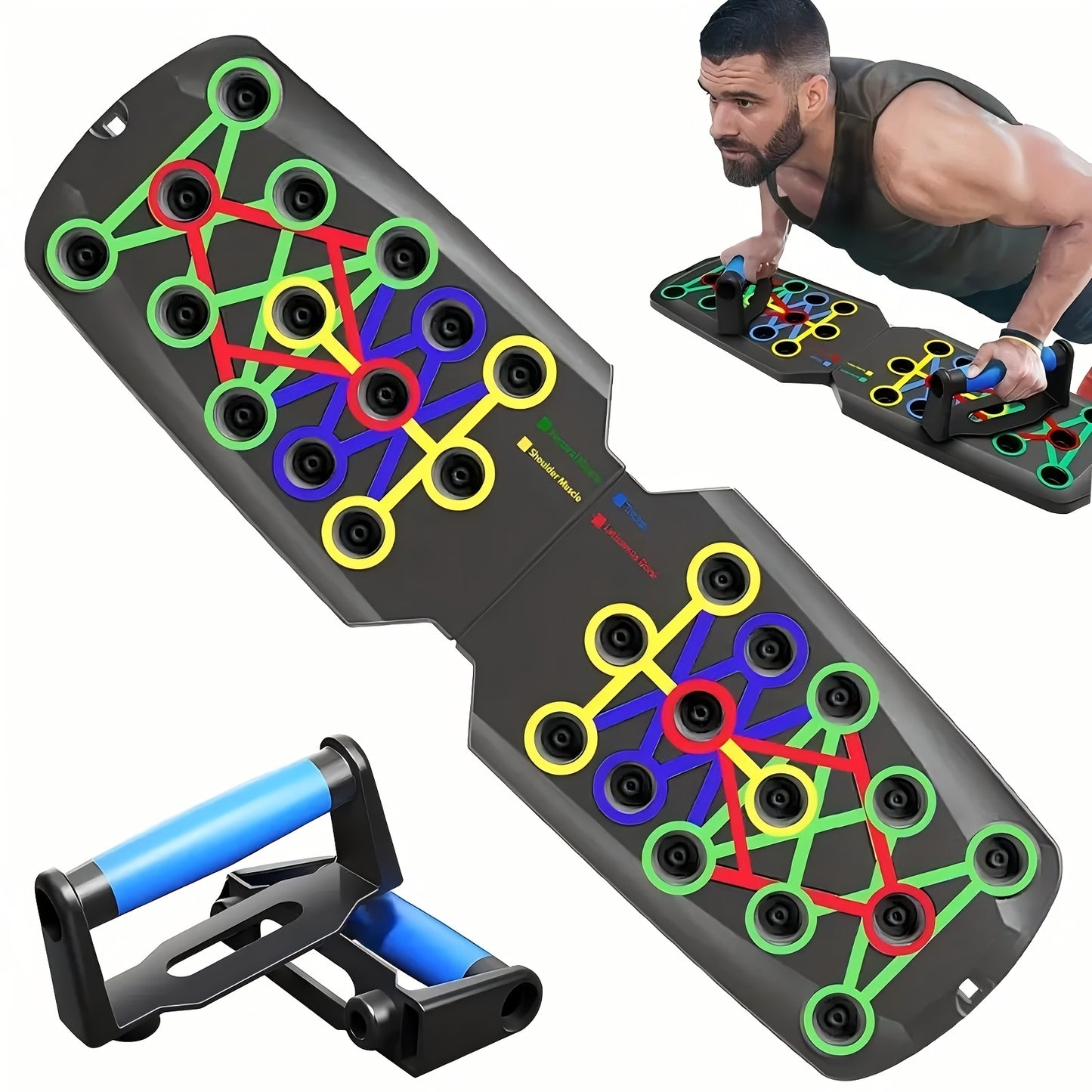 [Adjustable Push Up Board] Adjustable Push Up Board with Resistance Bands-Like System & Non-Slip Surface
