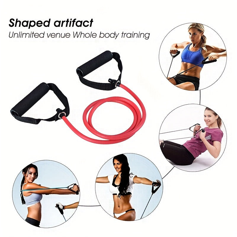 1pc Premium TPE Resistance Band - U-Shaped, Elastic Fitness Rope with Comfort Handles in Red/Green/Black - Ideal for Home Workouts & Strength Training