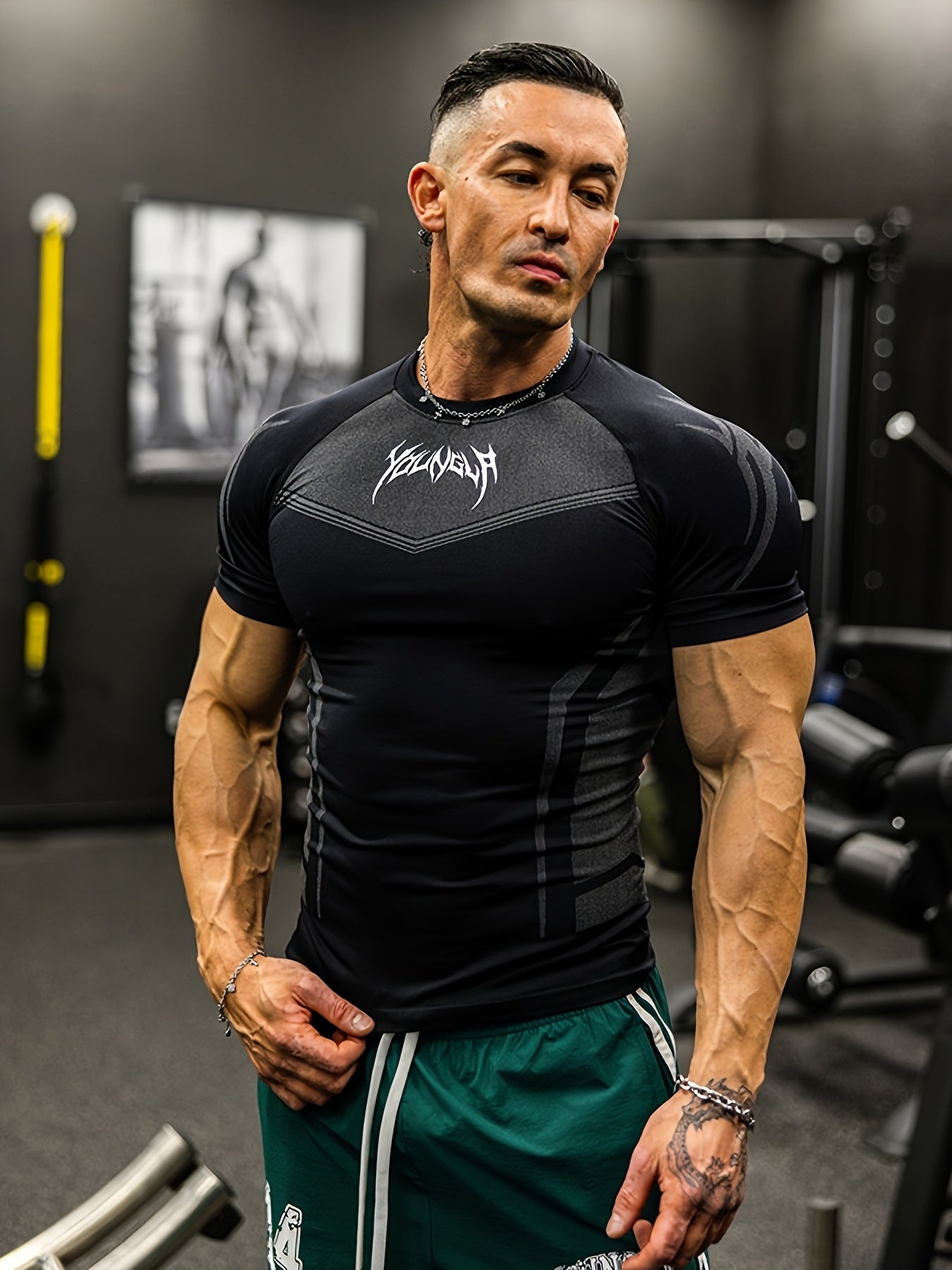 Men's High-Stretch Quick-Dry Athletic Shirt - Gym Workout Top with Muscle Definition