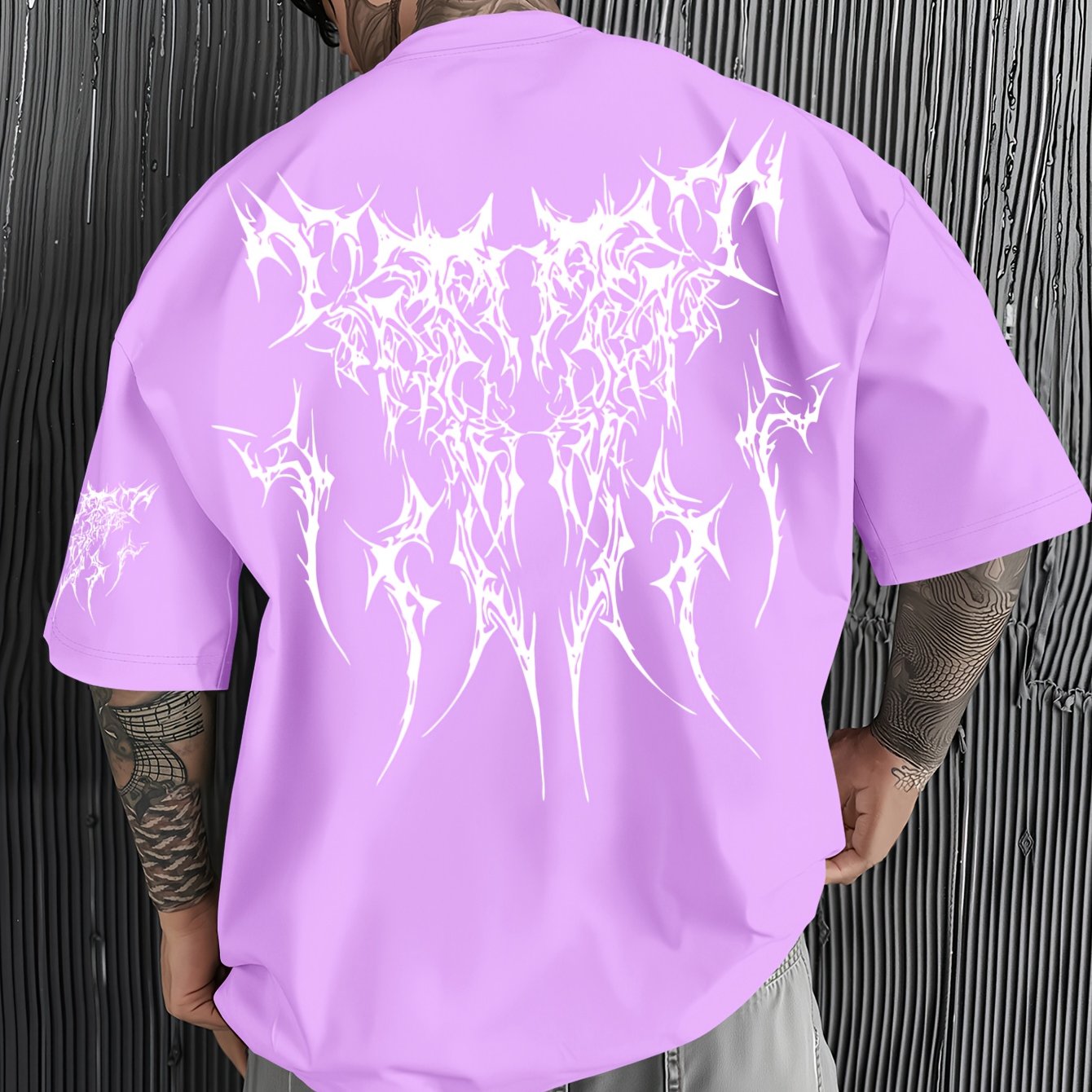 Men'S Dark Hard Core Graphic T-Shirt - Loose Fit, Asymmetrical Hem